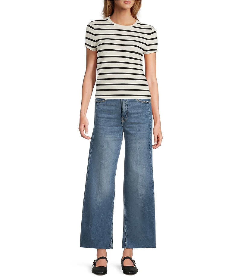 Good American Good Skate Cropped High Rise Wide Leg Denim Jeans