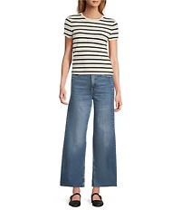 Good American Good Skate Cropped High Rise Wide Leg Denim Jeans