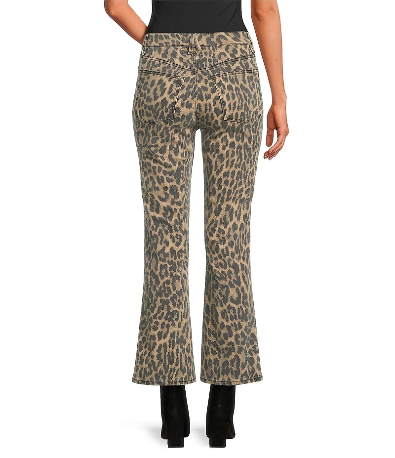 Good American Good Standard Leopard Print High Rise Mini Kick Flare Jeans