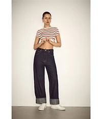 Good American Good Standard Low Rise Baggy Cuffed Wide Leg Jeans
