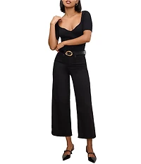 Good American Good Waist Cropped High Rise Wide Leg Palazzo Jeans