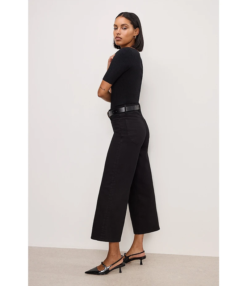 Good American Good Waist Cropped High Rise Wide Leg Palazzo Jeans