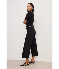 Good American Good Waist Cropped High Rise Wide Leg Palazzo Jeans