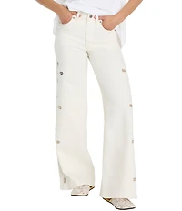 Good American Good Waist High-Rise Palazzo Ankle Eyelet Denim Jeans