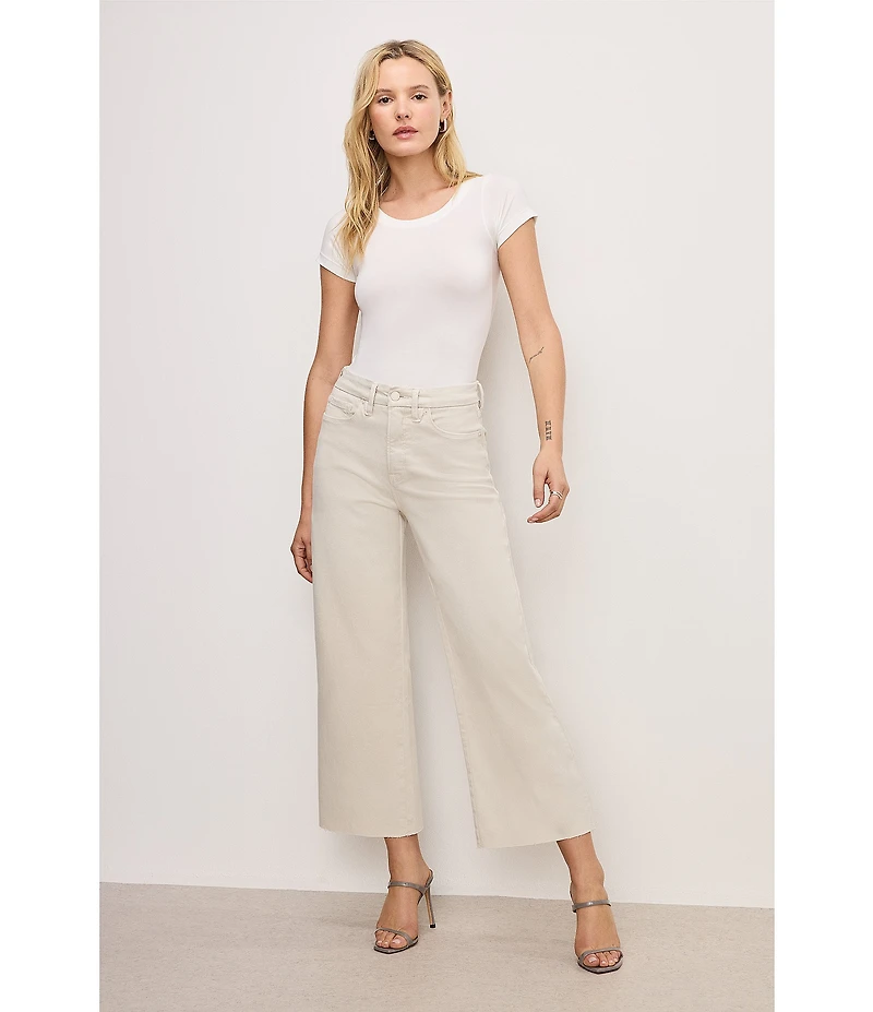 Good American Good Waist High Rise Palazzo Cropped Leg Jeans