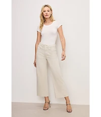 Good American Good Waist High Rise Palazzo Cropped Leg Jeans