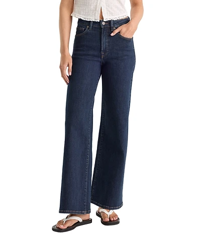Good American Good Waist High-Rise Palazzo Wide Leg Ankle Length Denim Jeans