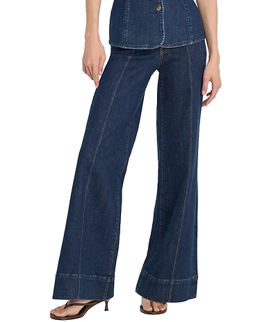 Good American Good Waist High Rise Wide Leg Palazzo Coordinating Denim Jeans