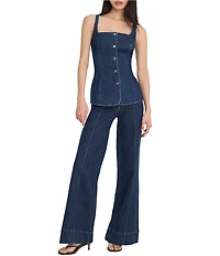 Good American Good Waist High Rise Wide Leg Palazzo Coordinating Denim Jeans