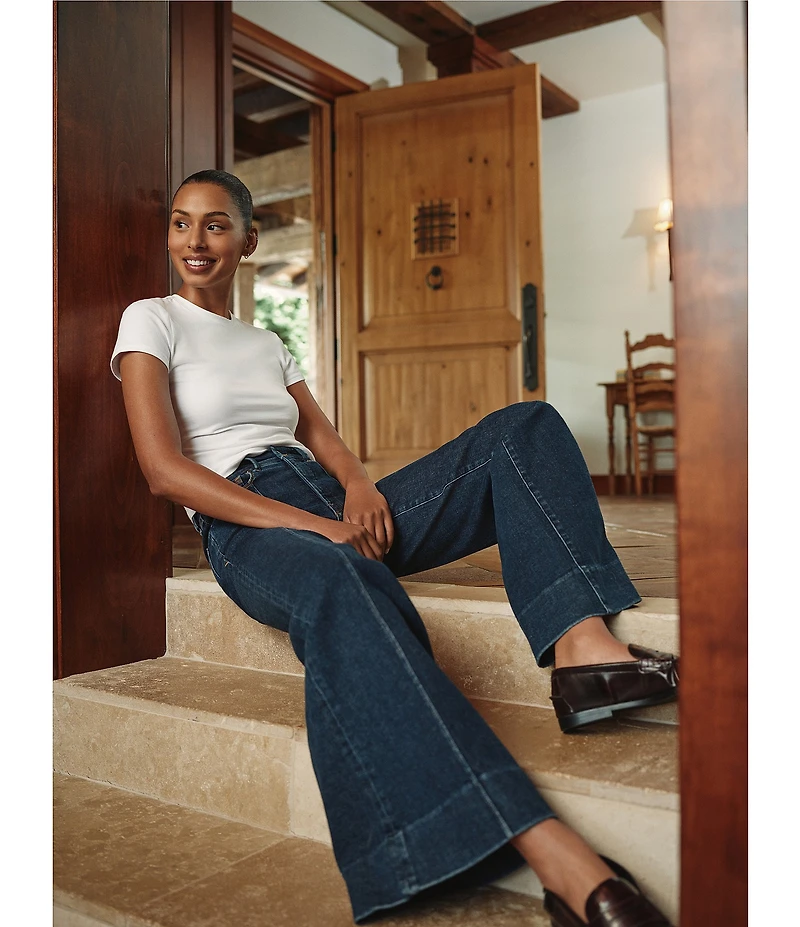 Good American Good Waist High Rise Wide Leg Palazzo Coordinating Denim Jeans