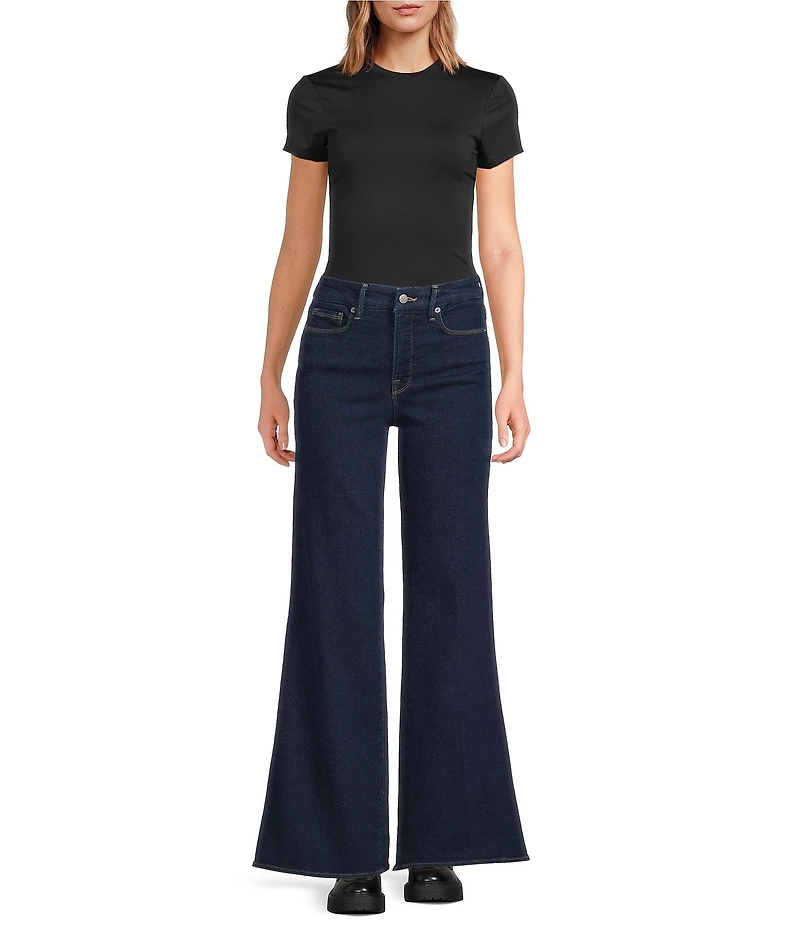 Good American Good Waist High Rise Wide Leg Palazzo Jeans