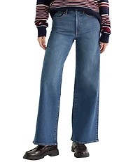 Good American Good Waist Palazzo Wide Leg Ankle Length Denim Jeans