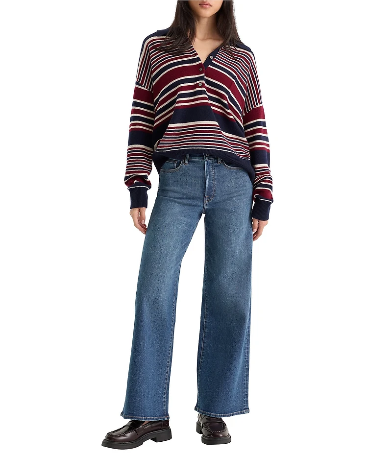 Good American Good Waist Palazzo Wide Leg Ankle Length Denim Jeans