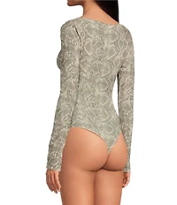 Good American Mesh Boatneck Long Sleeve Bodysuit