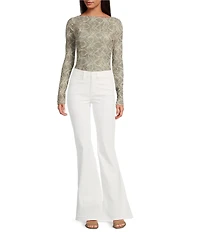 Good American Mesh Boatneck Long Sleeve Bodysuit