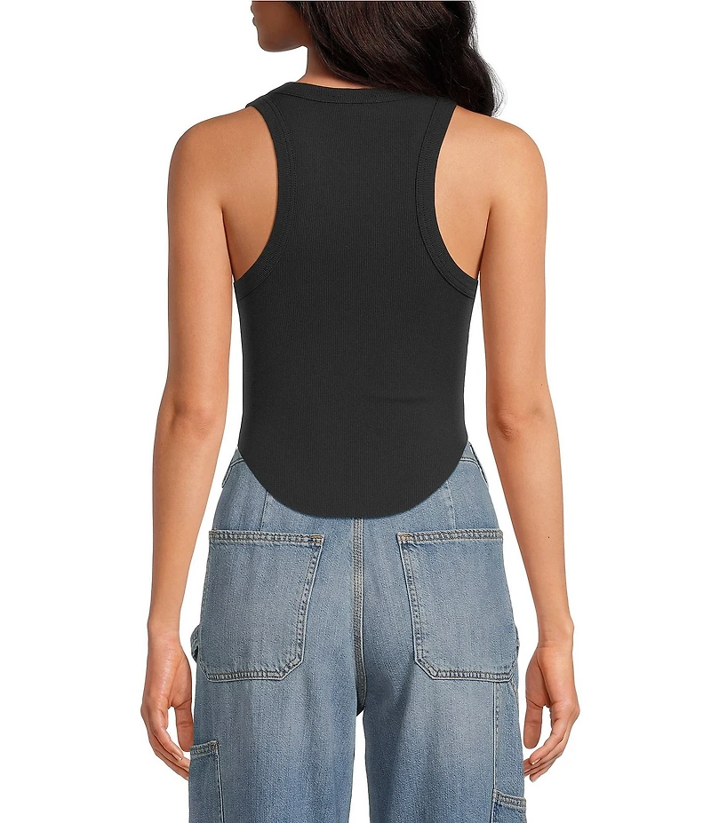 Good American Micro Rib Scoop Neckline Sleeveless Tank