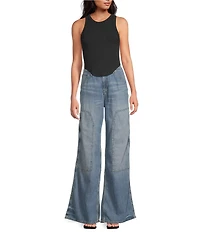 Good American Micro Rib Scoop Neckline Sleeveless Tank