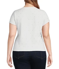 Good American Plus Crystal Baby Tee Crew Neck Short Sleeve Tee