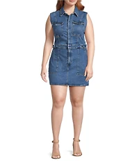 Good American Plus Size Fit For Success Sleeveless Mini Denim Dress