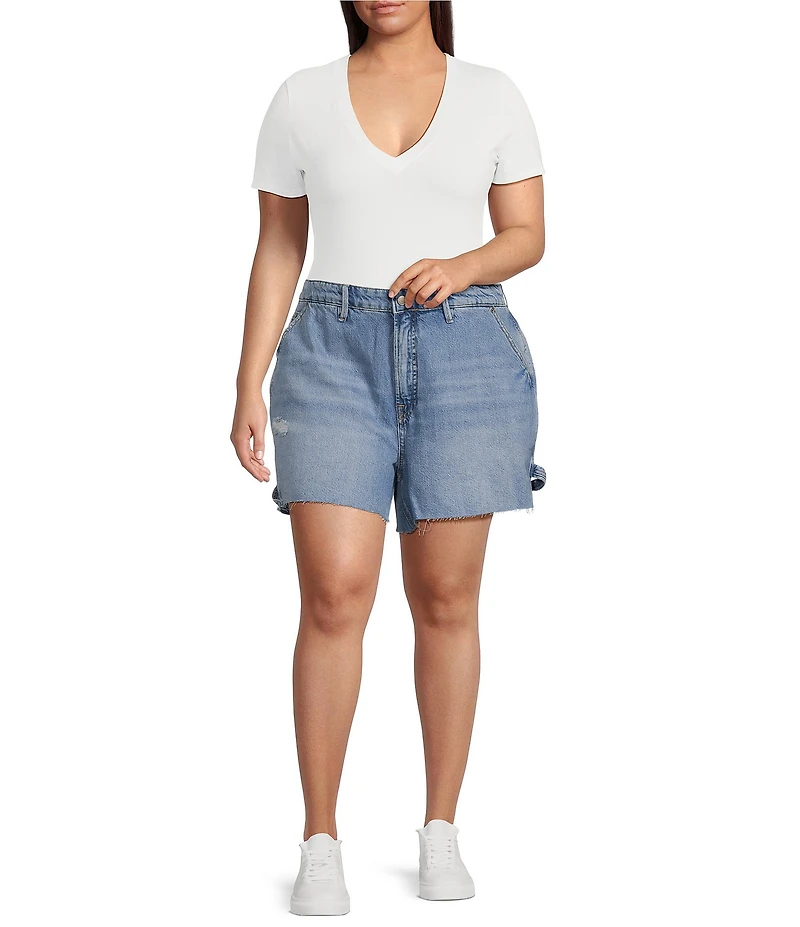 Good American Plus Good 90s Mid Rise Carpenter Long Shorts