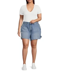 Good American Plus Good 90s Mid Rise Carpenter Long Shorts