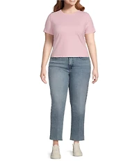 Good American Plus Good Boy Straight Cropped High Rise Jeans