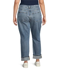 Good American Plus Good Classic Mid-Rise Slim Straight Jeans