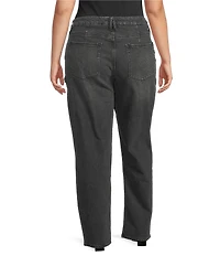 Good American Plus Good Icon Mid Rise Straight Leg Diamond Cutout Jeans