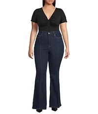 Good American Plus Good Leg Mid Rise Seam Flare Jeans
