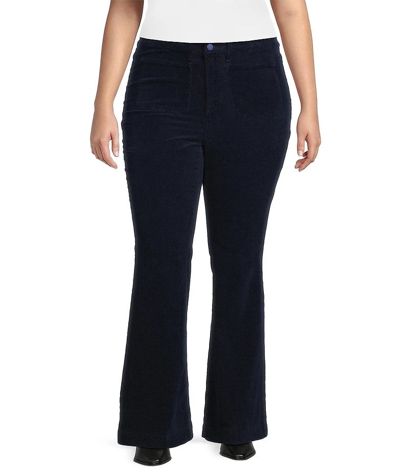 Good American Plus Good Legs Flare Mid-Rise Corduroy Pants