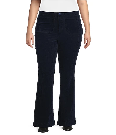 Good American Plus Good Legs Flare Mid-Rise Corduroy Pants