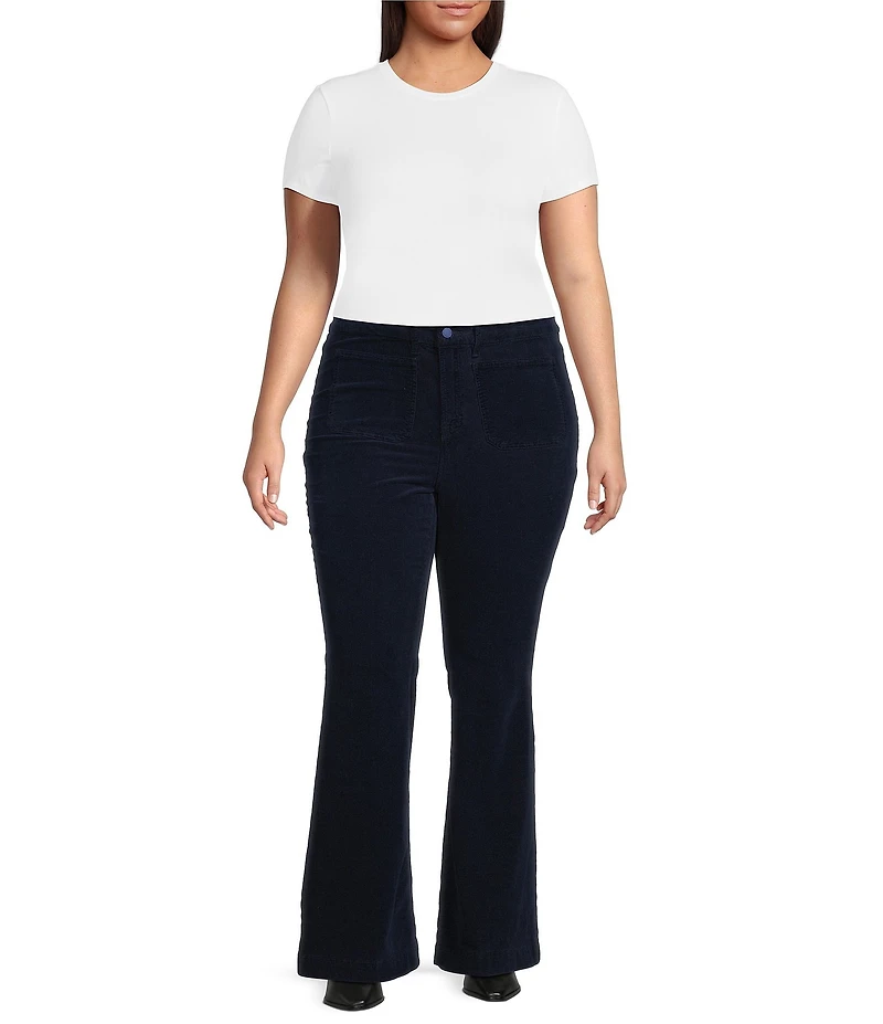 Good American Plus Good Legs Flare Mid-Rise Corduroy Pants
