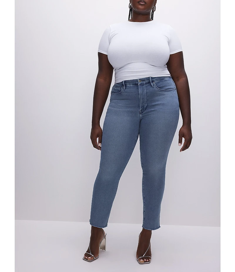 Good American Plus Good Legs Straight Denim Split Pocket Jeans