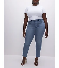 Good American Plus Good Legs Straight Denim Split Pocket Jeans