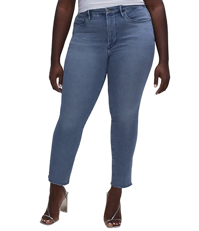 Good American Plus Good Legs Straight Denim Split Pocket Jeans