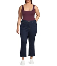 Good American Plus Good Legs Stretch Mid Rise Crop Mini Bootcut Jeans