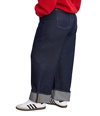 Good American Plus Good Standard Low Rise Baggy Cuffed Wide Leg Jeans