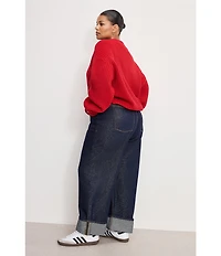 Good American Plus Good Standard Low Rise Baggy Cuffed Wide Leg Jeans