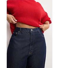 Good American Plus Good Standard Low Rise Baggy Cuffed Wide Leg Jeans
