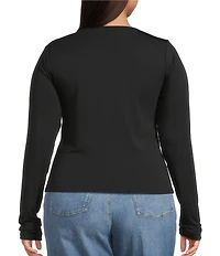 Good American Plus Jersey U Wire Long Sleeve Plunging Neck Jersey Knit Top