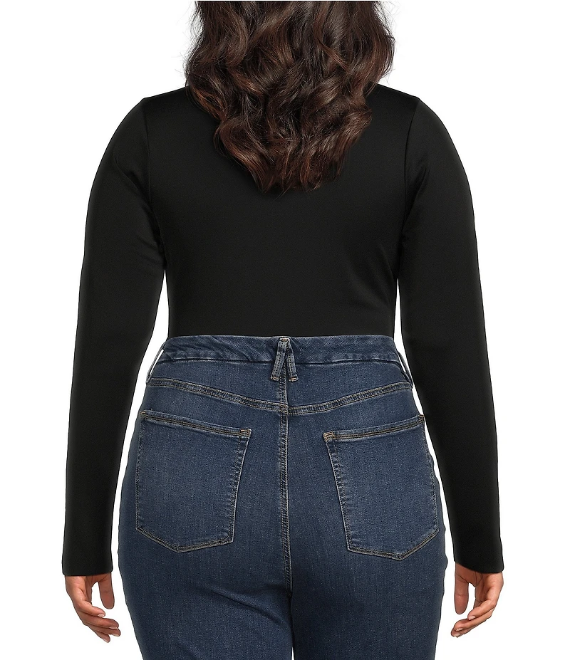 Good American Plus Size Sculpting Scoop Neck Long Sleeve Bodysuit