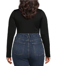 Good American Plus Size Sculpting Scoop Neck Long Sleeve Bodysuit