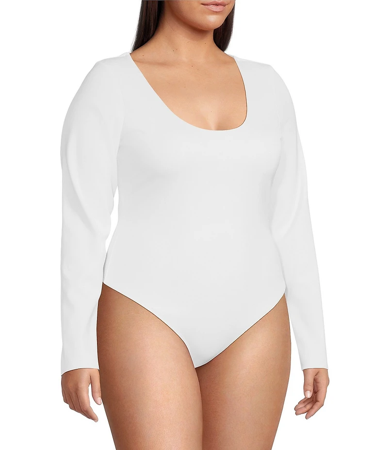 Good American Plus Size Sculpting Scoop Neck Long Sleeve Bodysuit