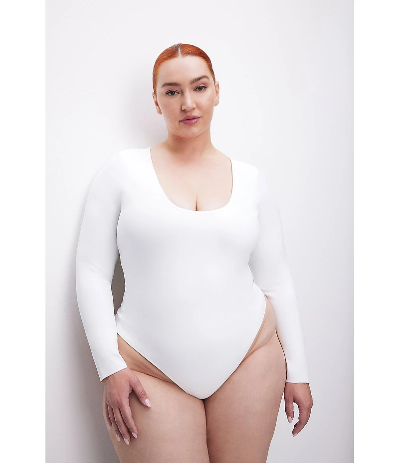 Good American Plus Size Sculpting Scoop Neck Long Sleeve Bodysuit