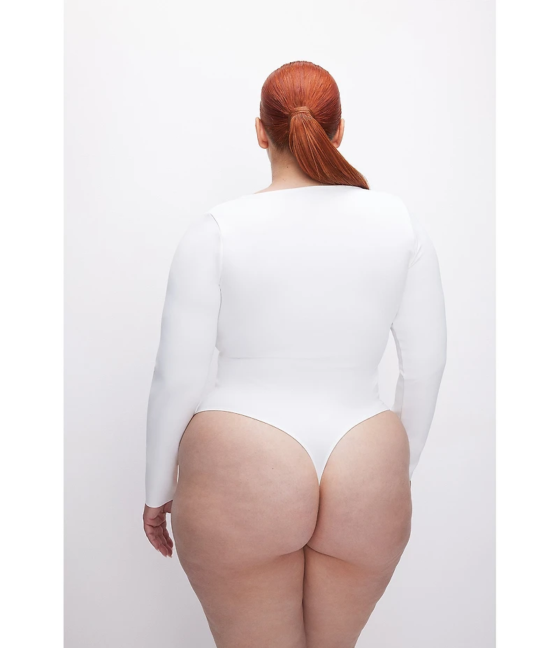 Good American Plus Size Sculpting Scoop Neck Long Sleeve Bodysuit