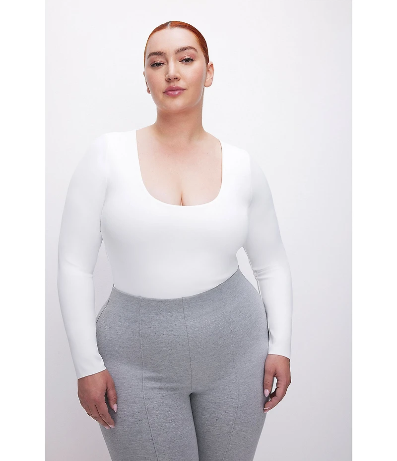 Good American Plus Size Sculpting Scoop Neck Long Sleeve Bodysuit