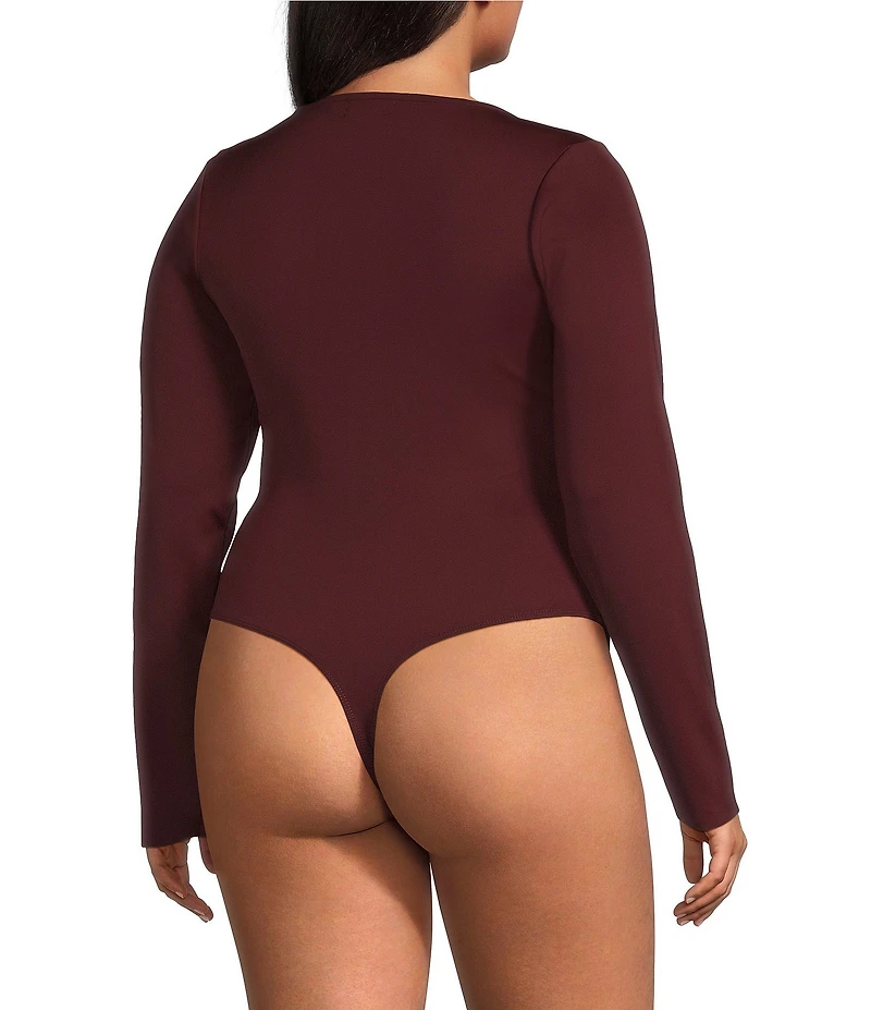 Good American Plus Size Sculpting Scoop Neck Long Sleeve Bodysuit