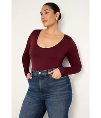 Good American Plus Size Sculpting Scoop Neck Long Sleeve Bodysuit