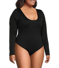 Good American Plus Size Sculpting Scoop Neck Long Sleeve Bodysuit