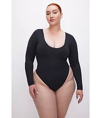 Good American Plus Size Sculpting Scoop Neck Long Sleeve Bodysuit